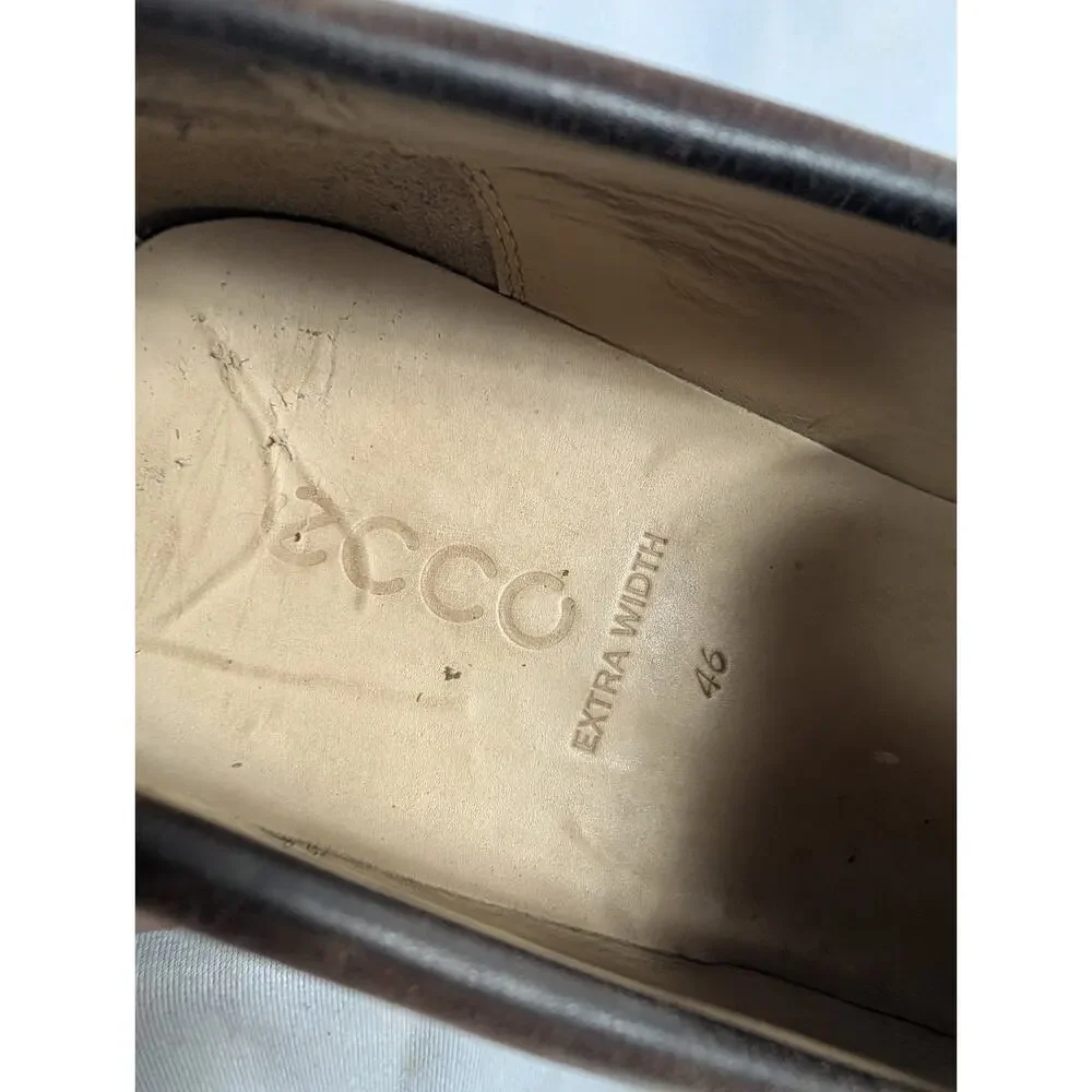 ECCO Shoes Classic Moc Driving Loafers Brown Leather Slip On 46 EU 12/12.5 US